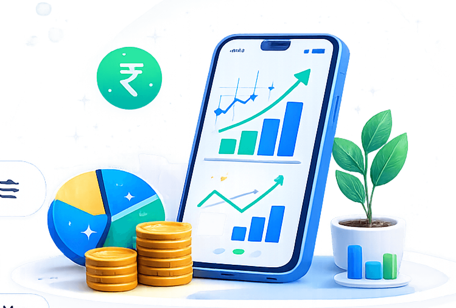 Financial Analysis Mobile Graphs Illustration